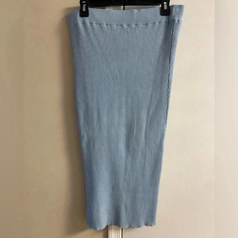 Favorite Daughter the Lena ribbed knit skirt midi baby blue cashmere blend‎ XL